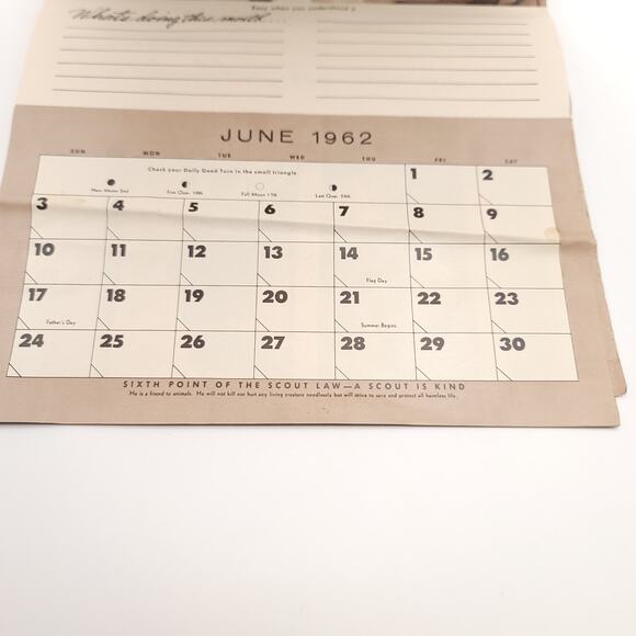 1962 Bernel Hollingsworth Boy Scout Complete Calendar Raton New Mexico - Picture 11 of 16